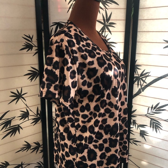 Losturban Leopard Print Athletic Short Sleeve Shirt Plus Size XXL - Picture 10 of 13